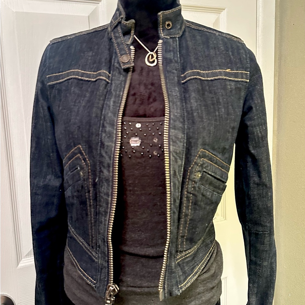 GAP 1969 Limited Edition Blue Dark Denim Jean Jacket Cropped Fitted